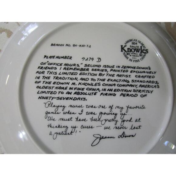Of Office Hours, Jeanne Down's Friends I Remember Series Plate - Picture 5 of 6